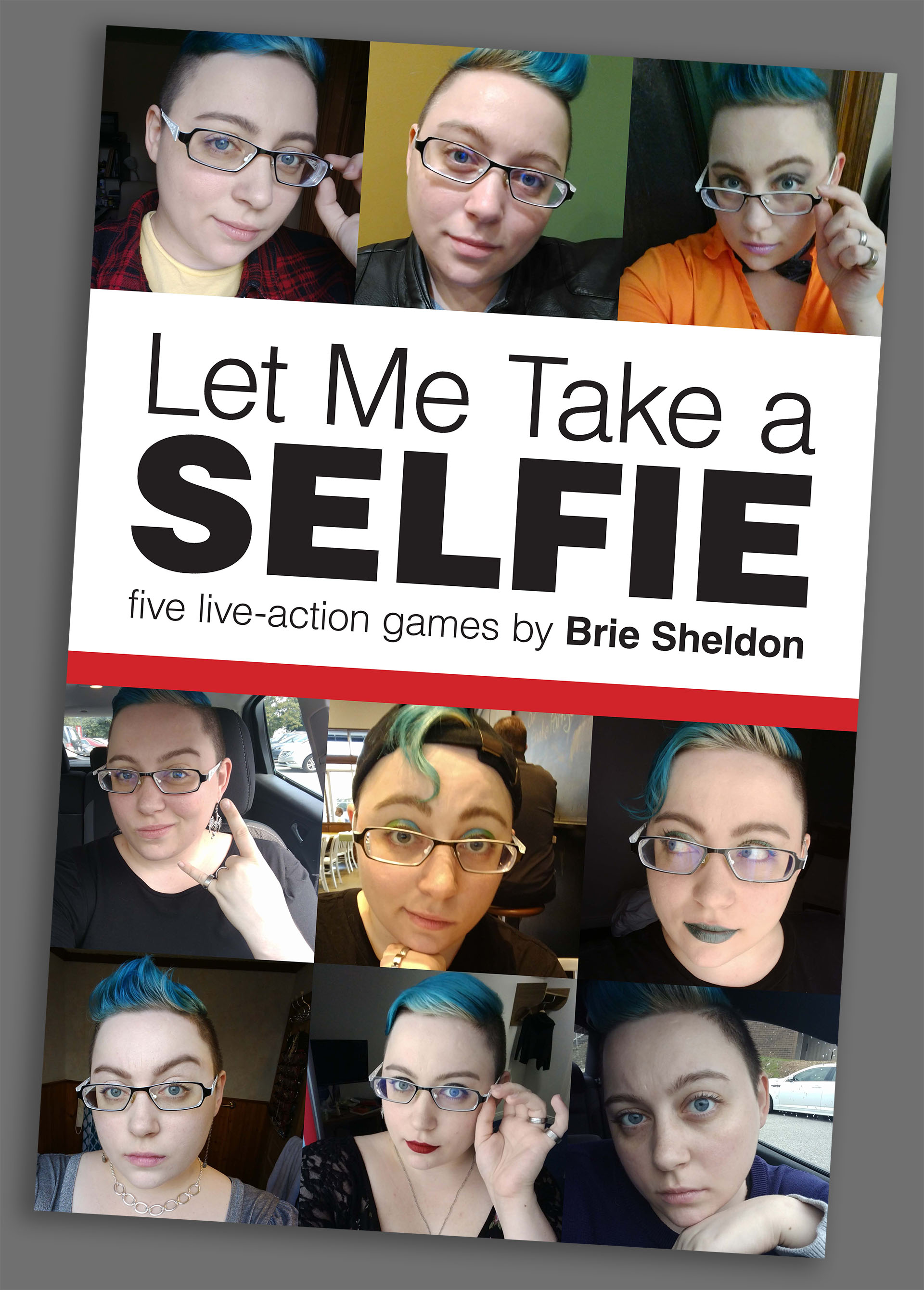 The cover of Let Me Take a selfie, on a gray background