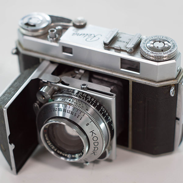 A Kodak Retina IIa open and facing front