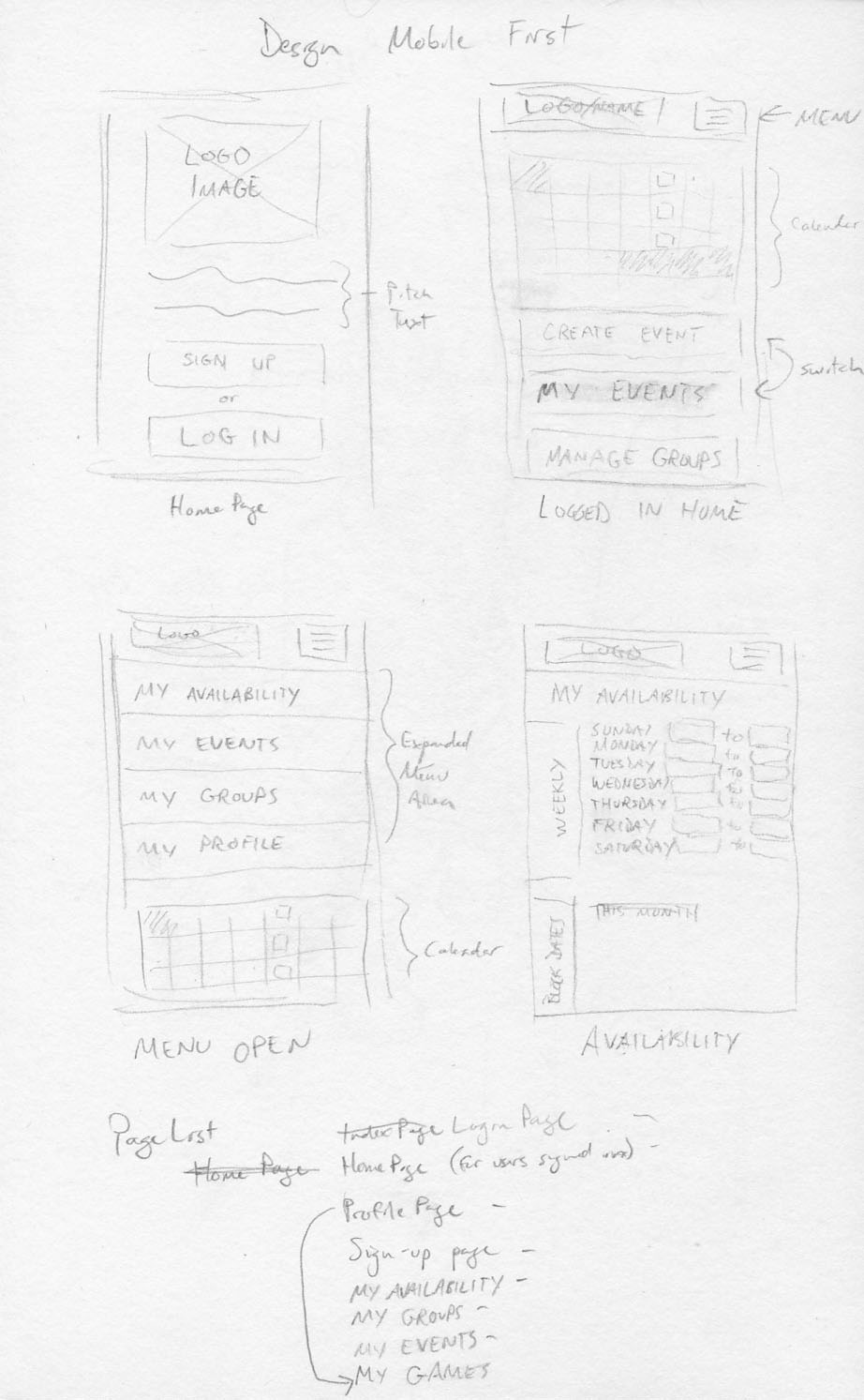 Basic design concept sketches
